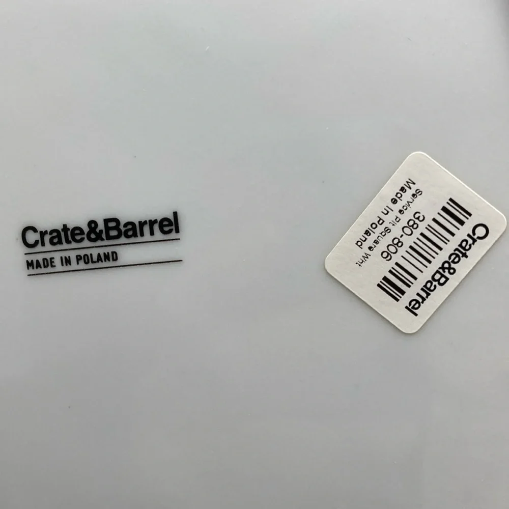(4) Crate and Barrel White Square Plates